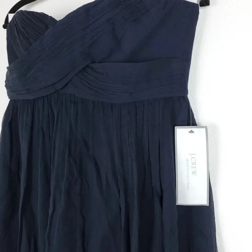 J. crew Taryn Silk Chiffon Dress In Navy 8
